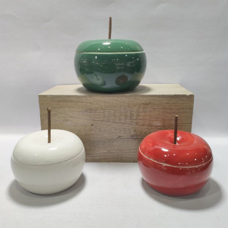 Christmas Eve Colorful Ceramic Apple Decorative Storage Box Ornament