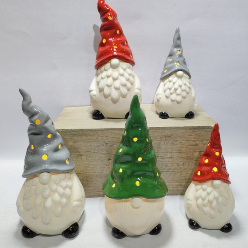 Festive Decorative Illuminated Ceramic Santa Claus Figurine