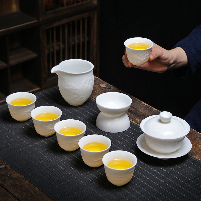 Traditional Chinese gongfu tea set wholesale from Dehua ceramic factory